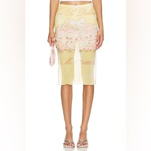 Nodress Yellow Angel Cake Midi Skirt